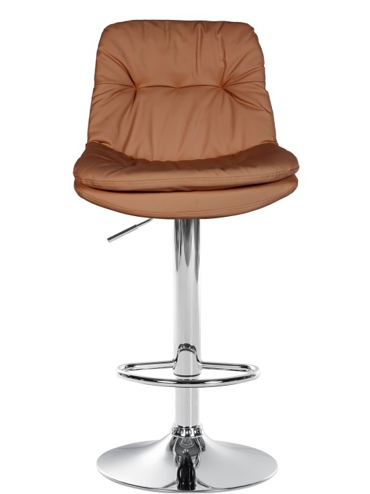 Tabouret de bar Laurel simili cuir chromé, brun clair