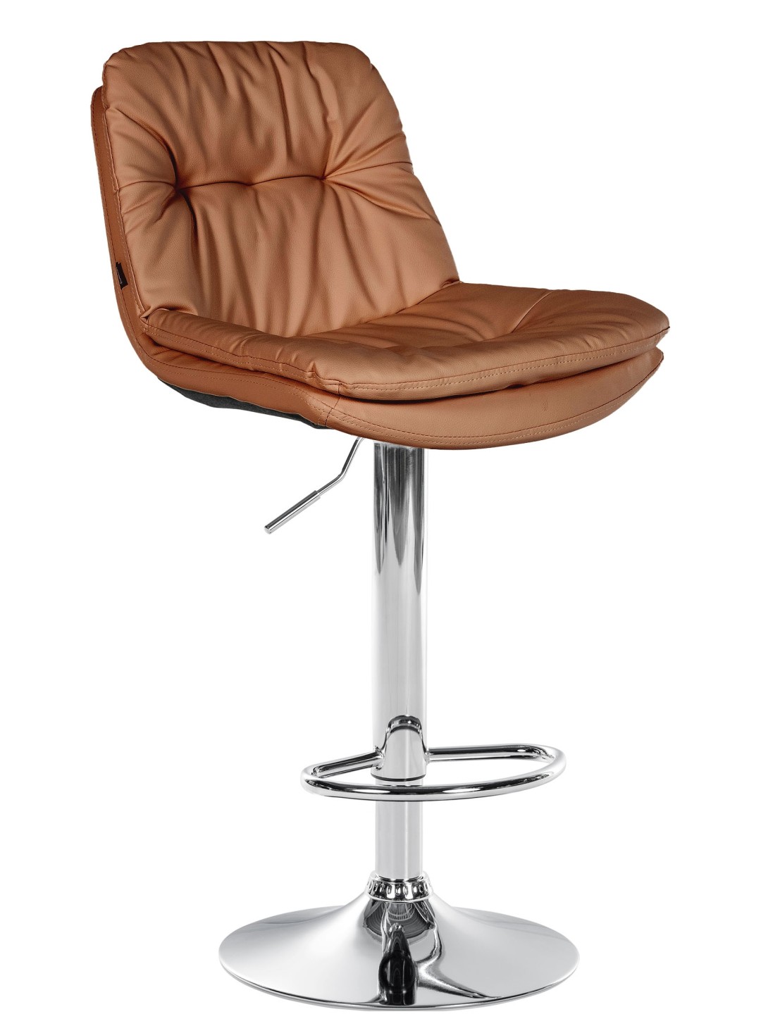 Tabouret de bar Laurel simili cuir chromé, brun clair