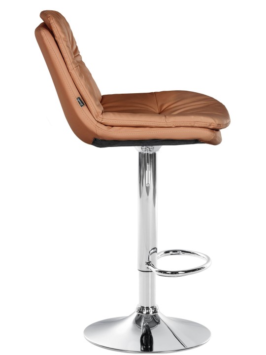 Tabouret de bar Laurel simili cuir chromé, brun clair