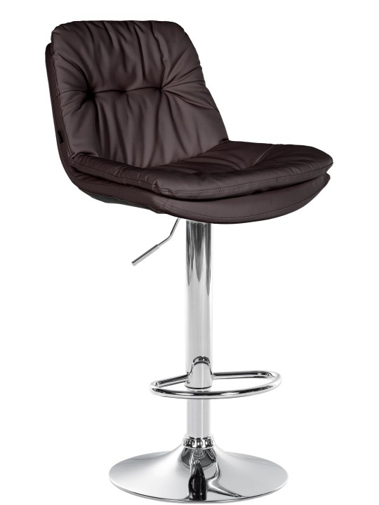 Tabouret de bar Laurel simili cuir chromé, brun