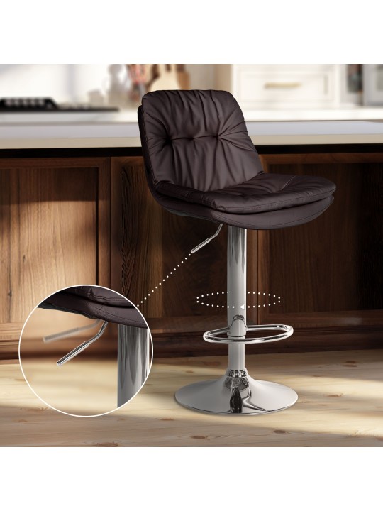 Tabouret de bar Laurel simili cuir chromé, brun