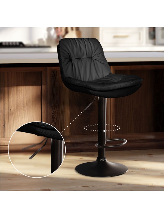 Tabouret de bar Laurel simili cuir, noir