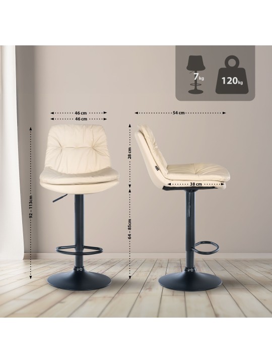 Tabouret de bar Laurel simili cuir, crème Tabouret de bar Laurel simili cuir, crème