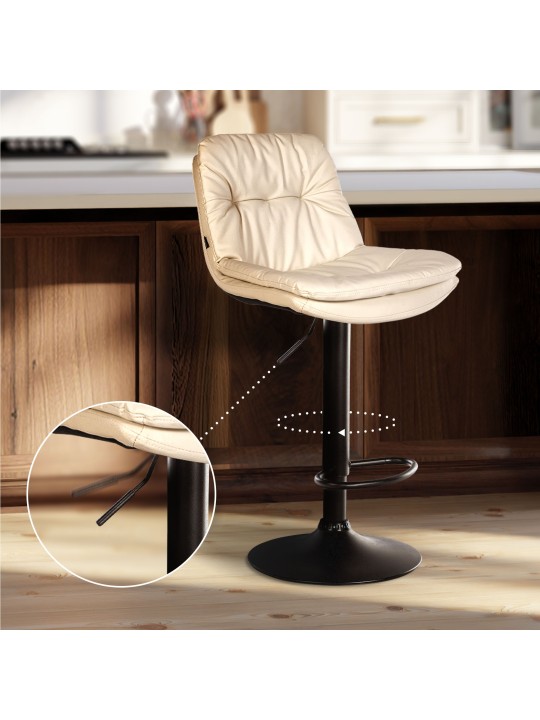 Tabouret de bar Laurel simili cuir, crème Tabouret de bar Laurel simili cuir, crème