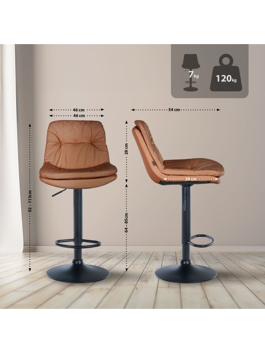 Tabouret de bar Laurel simili cuir, brun clair