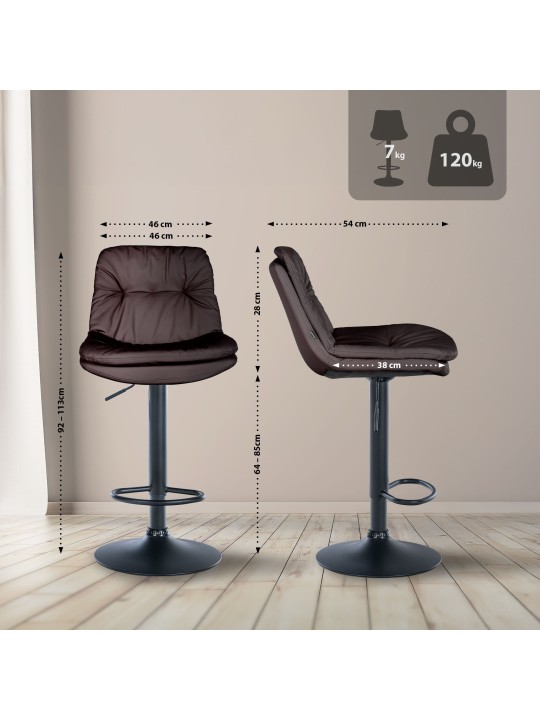 Tabouret de bar Laurel simili cuir, brun Tabouret de bar Laurel simili cuir, brun