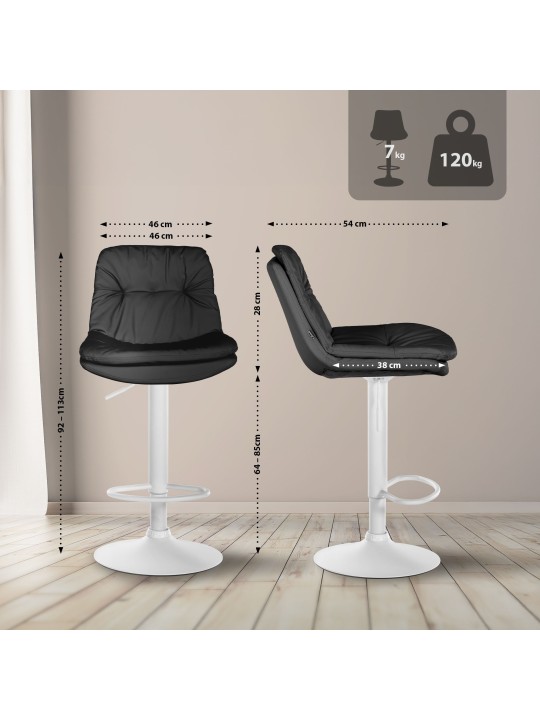 Tabouret de bar Laurel simili cuir, noir