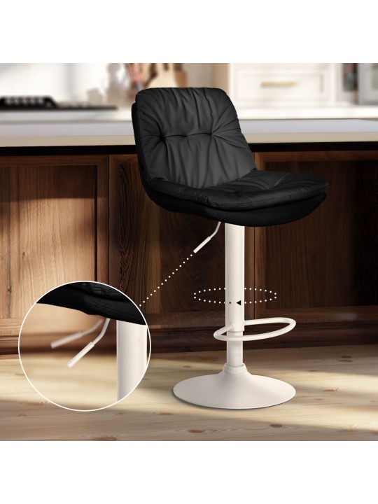 Tabouret de bar Laurel simili cuir, noir