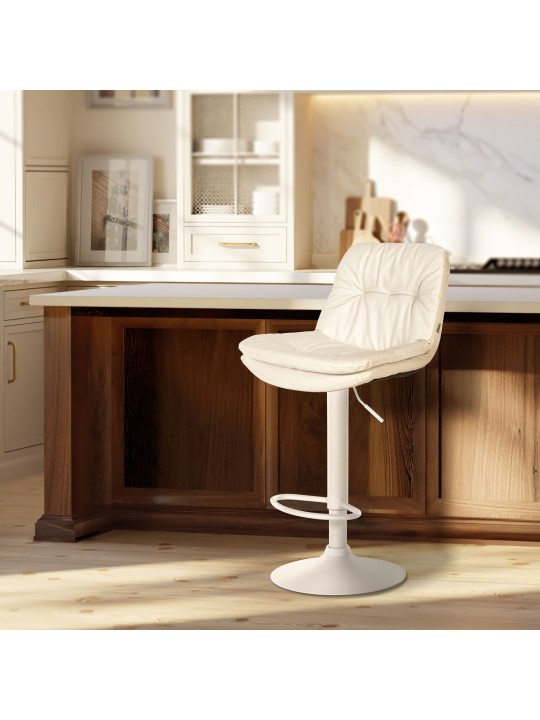 Tabouret de bar Laurel simili cuir, blanc Tabouret de bar Laurel simili cuir, blanc