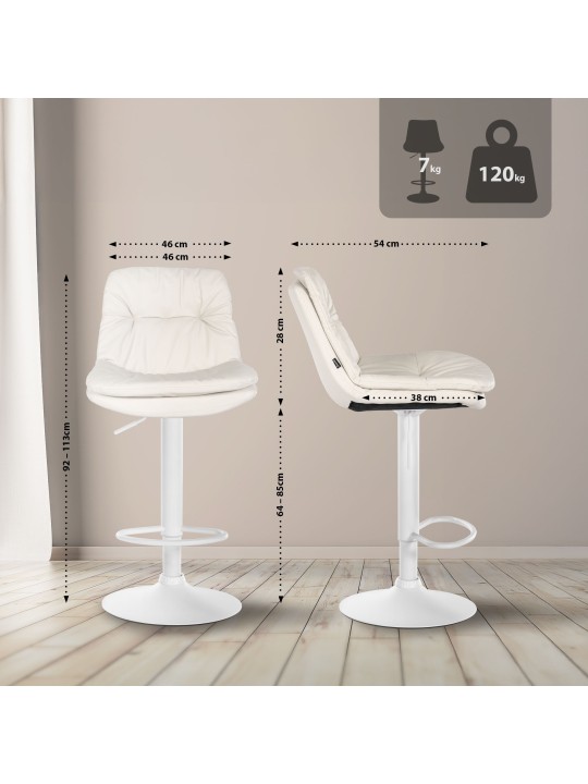 Tabouret de bar Laurel simili cuir, blanc Tabouret de bar Laurel simili cuir, blanc