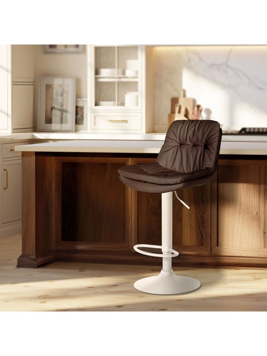 Tabouret de bar Laurel simili cuir, brun