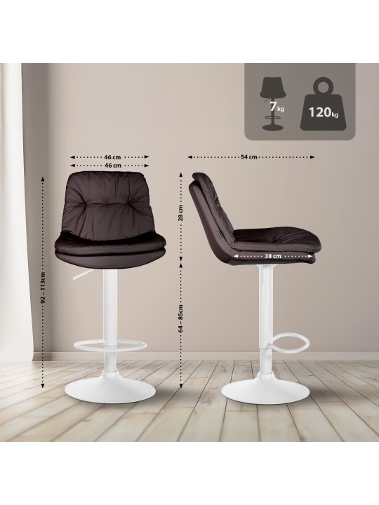 Tabouret de bar Laurel simili cuir, brun