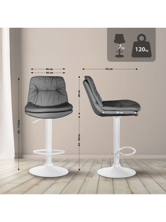 Tabouret de bar Laurel simili cuir, gris