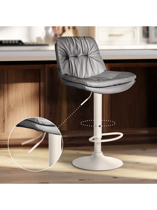 Tabouret de bar Laurel simili cuir, gris