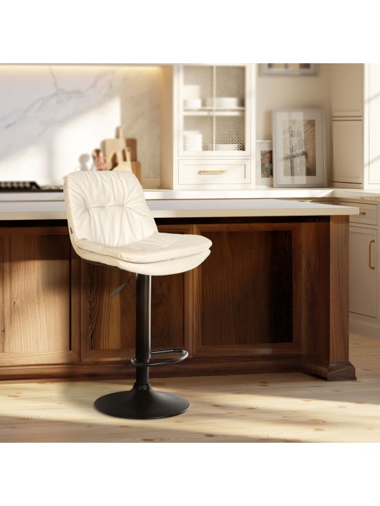 Tabouret de bar Laurel simili cuir, blanc