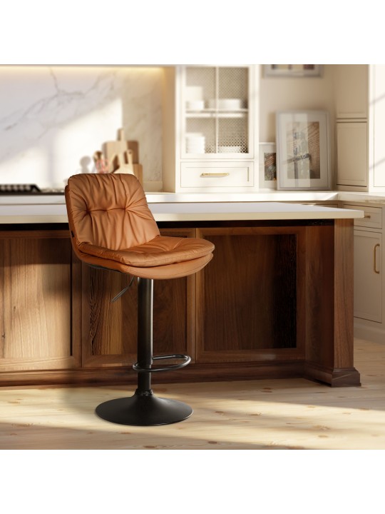 Tabouret de bar Laurel simili cuir, brun clair