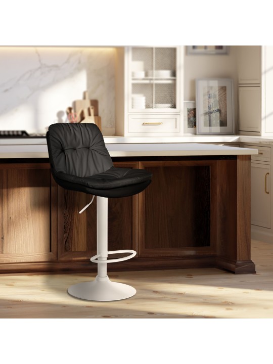 Tabouret de bar Laurel simili cuir, noir