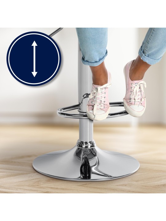 Tabouret de bar Laurel tissu chromé, gris Tabouret de bar Laurel tissu chromé, gris