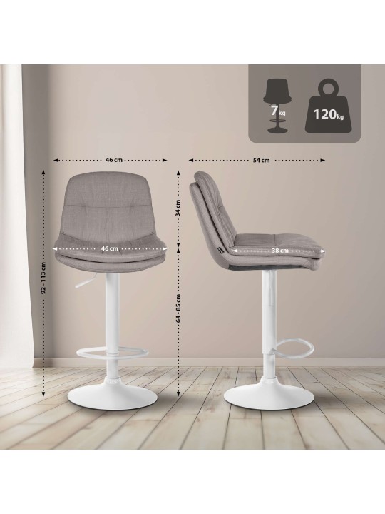 Tabouret de bar Laurel tissu, gris Tabouret de bar Laurel tissu, gris