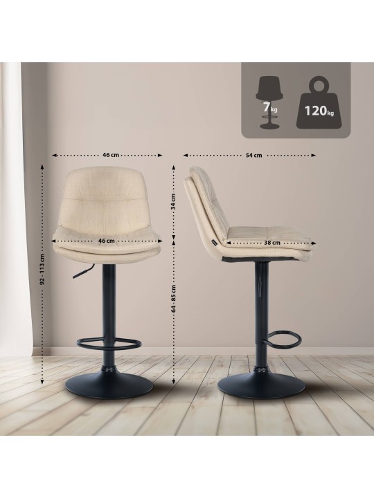 Tabouret de bar Laurel tissu, crème