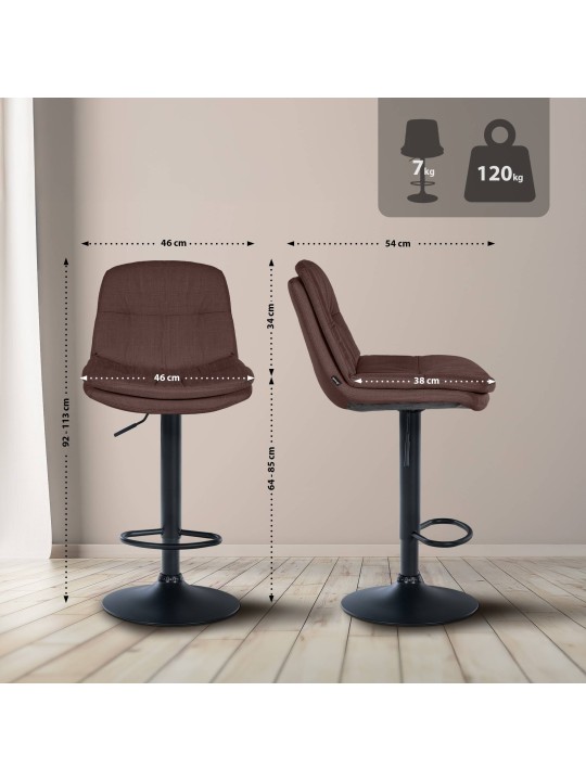 Tabouret de bar Laurel tissu, brun