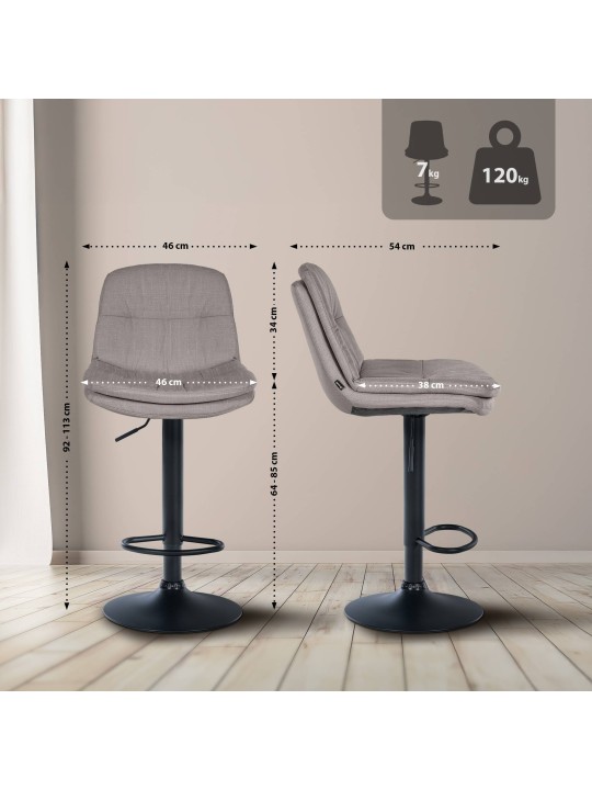 Tabouret de bar Laurel tissu, gris