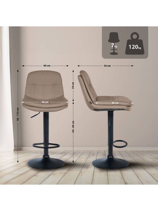 Tabouret de bar Laurel tissu, taupe