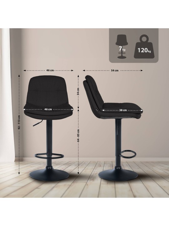 Tabouret de bar Laurel tissu, noir Tabouret de bar Laurel tissu, noir