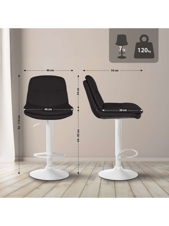 Tabouret de bar Laurel tissu, noir