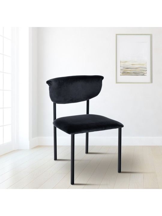 Chaise visiteur Gambell velours, noir