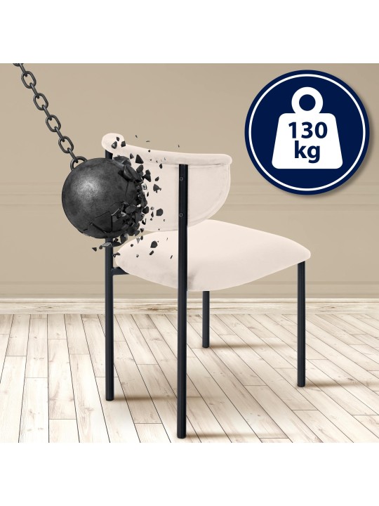 Chaise visiteur Gambell velours, crème