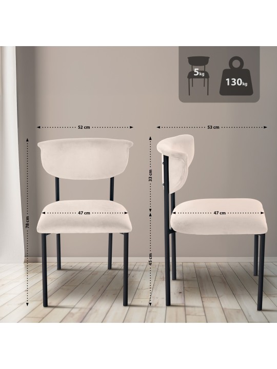 Chaise visiteur Gambell velours, crème