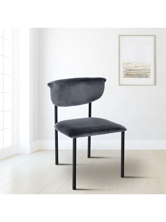 Chaise visiteur Gambell velours, gris foncé