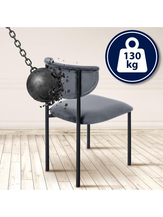 Chaise visiteur Gambell velours, gris foncé