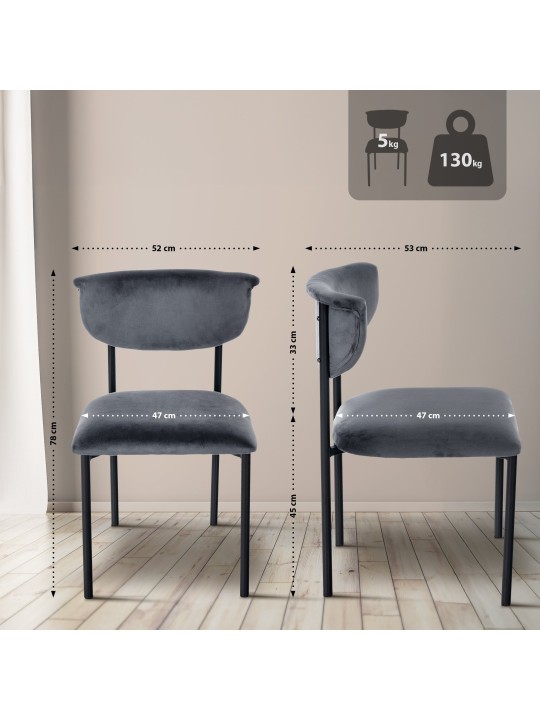 Chaise visiteur Gambell velours, gris foncé