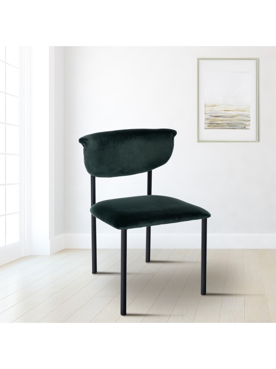 Chaise visiteur Gambell velours, vert foncé