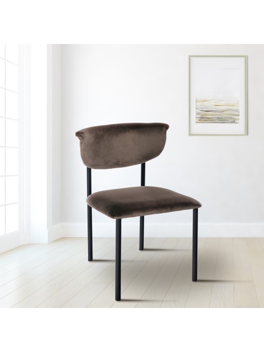 Chaise visiteur Gambell velours, brun