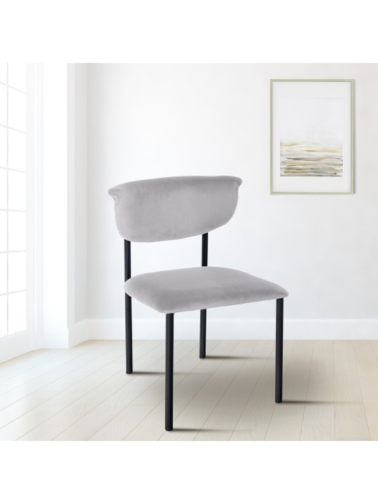 Chaise visiteur Gambell velours, gris