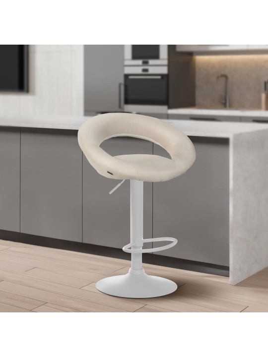 Tabouret de bar Olinda tissu, crème