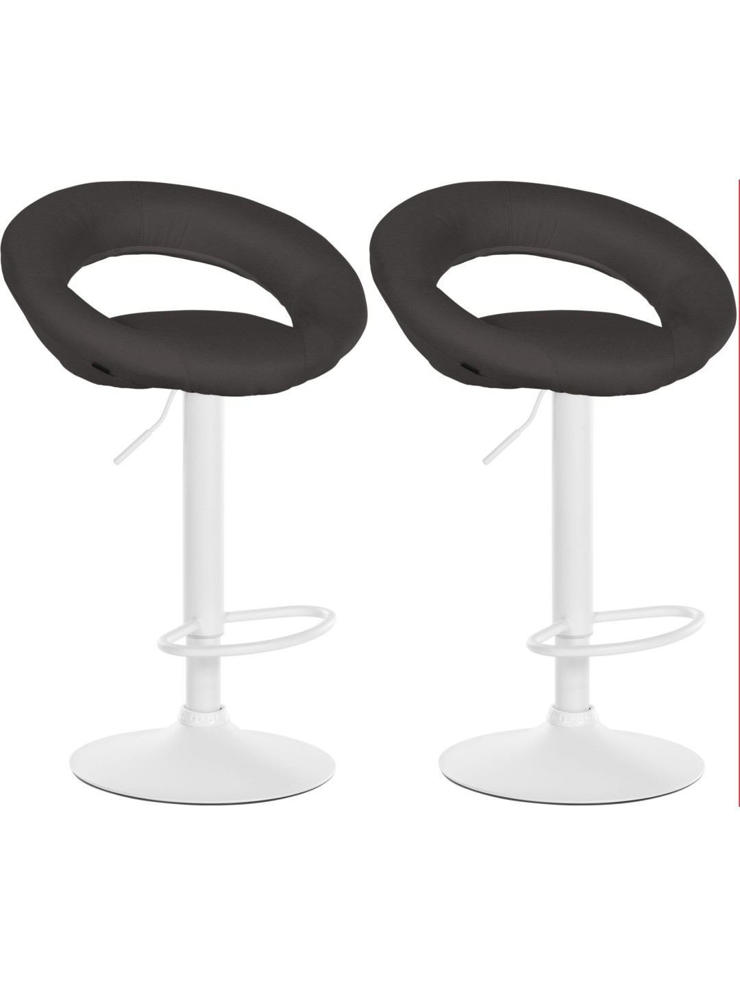 Lot de 2 tabourets de bar Olinda tissu, gris foncé