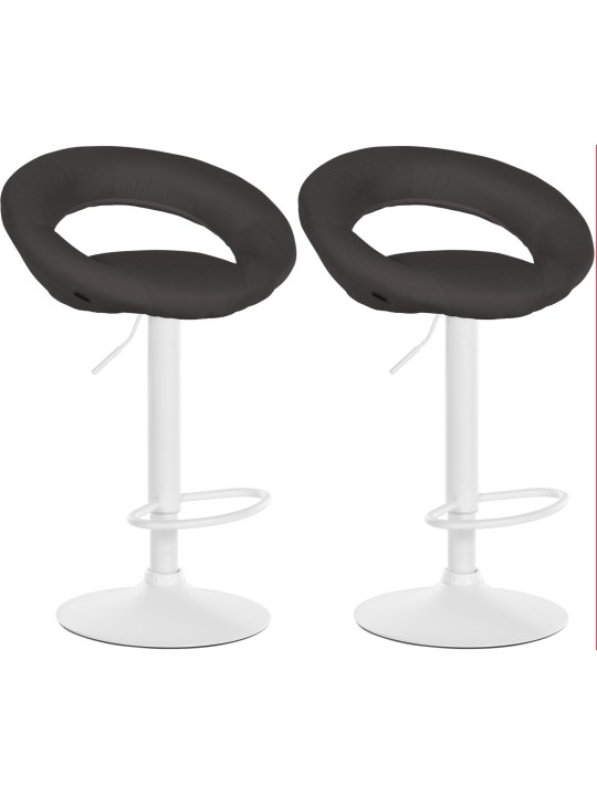 Lot de 2 tabourets de bar Olinda tissu, gris foncé