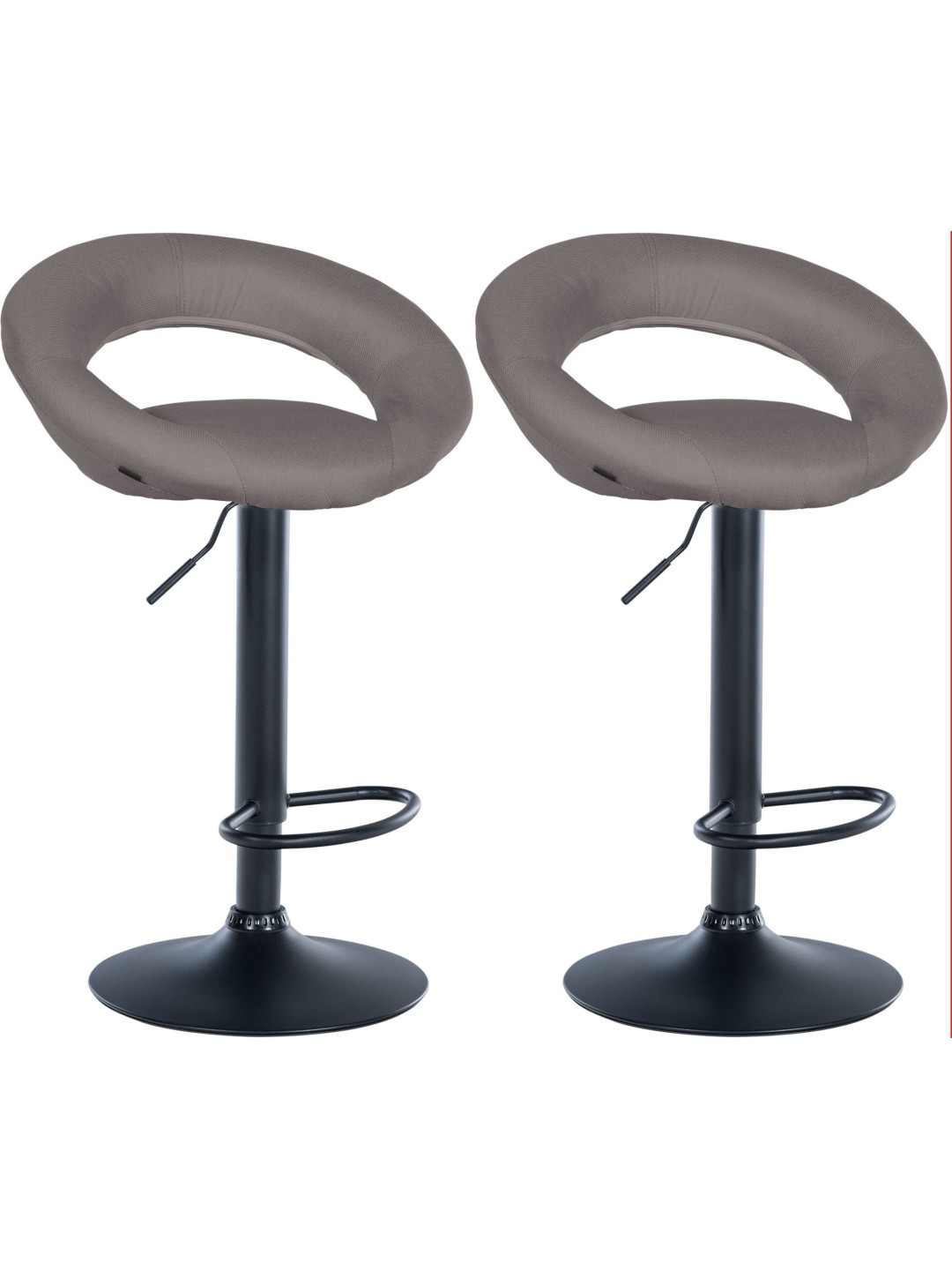 Lot de 2 tabourets de bar Olinda tissu, gris