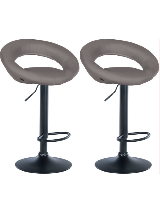 Lot de 2 tabourets de bar Olinda tissu, gris