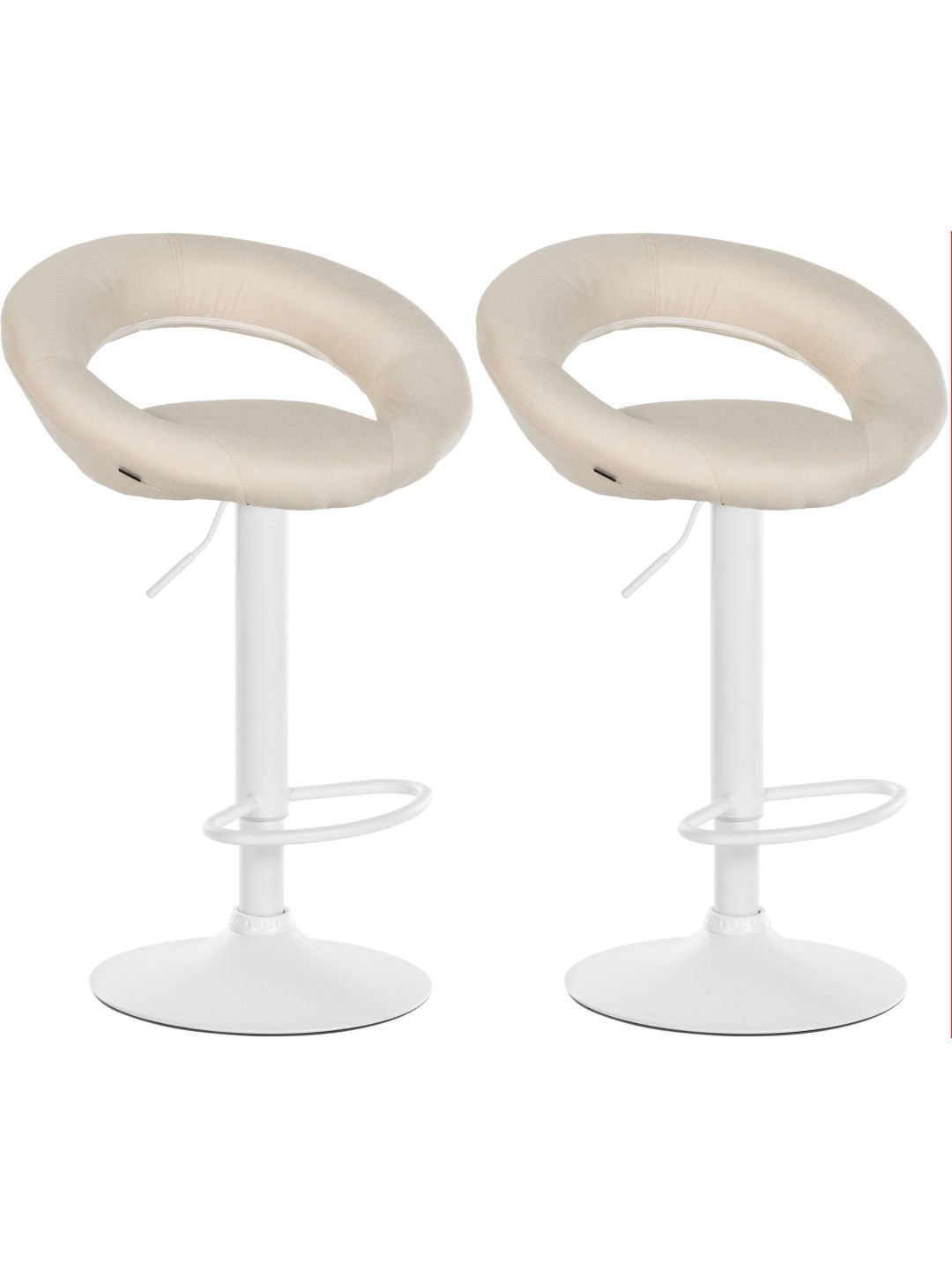 Lot de 2 tabourets de bar Olinda tissu, crème