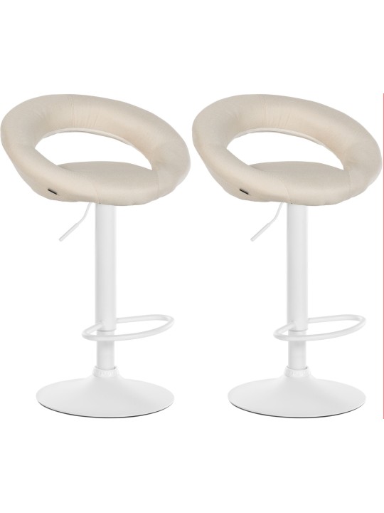 Lot de 2 tabourets de bar Olinda tissu, crème