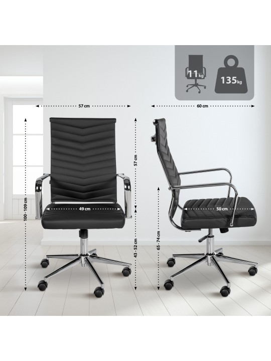 Chaise de bureau Canby simili cuir, noir