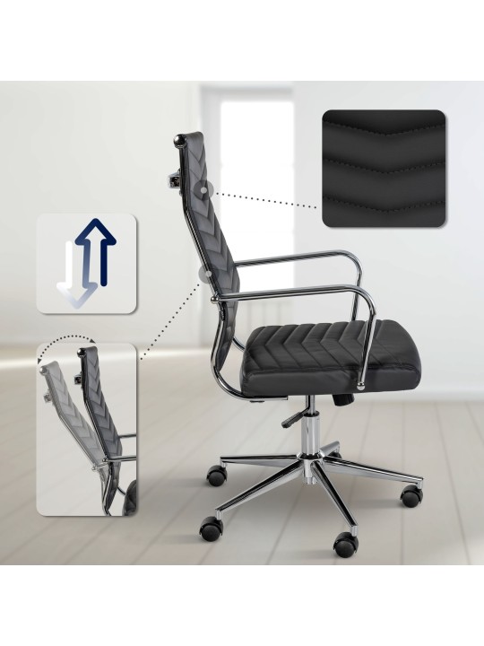 Chaise de bureau Canby simili cuir, noir