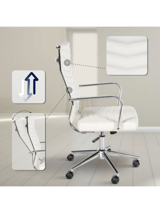 Chaise de bureau Canby simili cuir, blanc