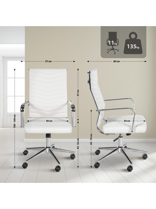 Chaise de bureau Canby simili cuir, blanc