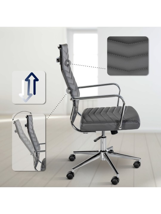 Chaise de bureau Canby simili cuir, gris Chaise de bureau Canby simili cuir, gris